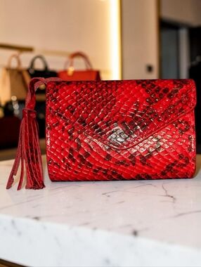 Arturo Calle Python-Embossed  Leather Card Case